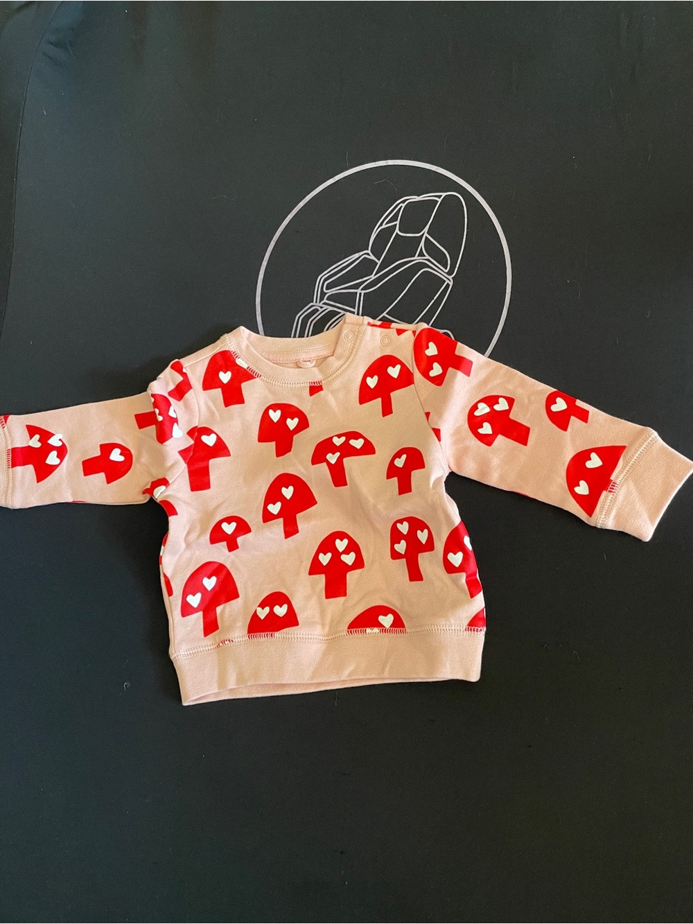 New Stella McCartney baby Pink Sweatshirt with Red Mushroom Print fleece - 6mth